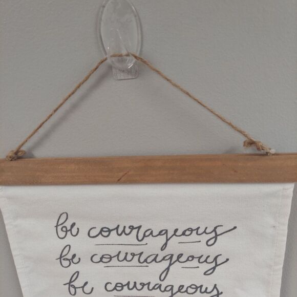 Canvas Banner "Be Courageous", 12" x 16" Wall Art, Jute, Wood, Office Home Decor - Picture 6 of 7